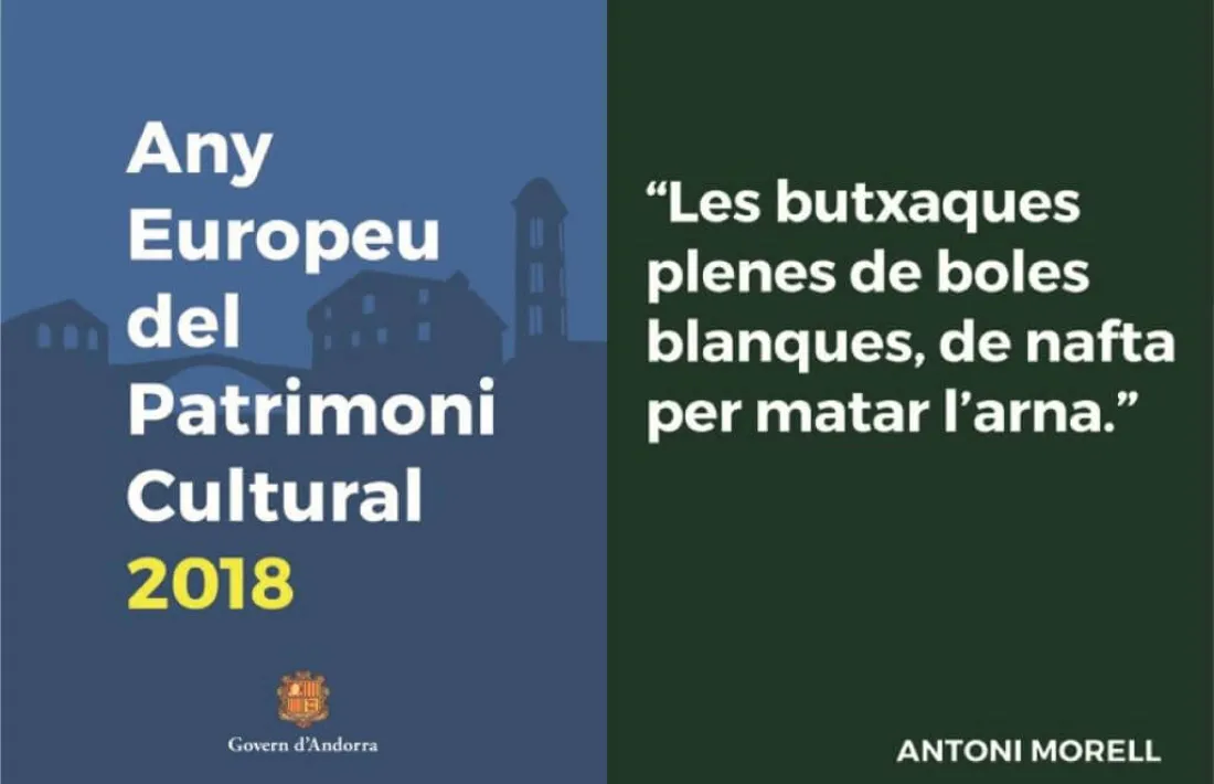 Banderola amb un fragment de 'La neu adversa', d'Antoni Morell.