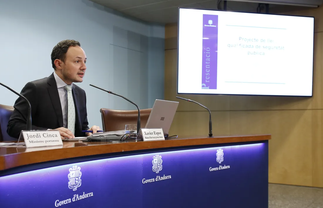 El ministre d’Afers Socials, Justícia i Interior, Xavier Espot, va presentar ahir el projecte de llei qualificada de seguretat ciutadana.