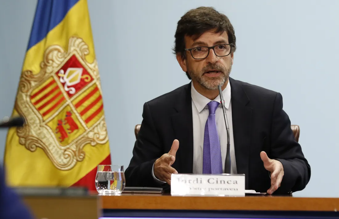 El ministre de Finances i portaveu de l’executiu, Jordi Cinca, en la compareixença d’ahir.