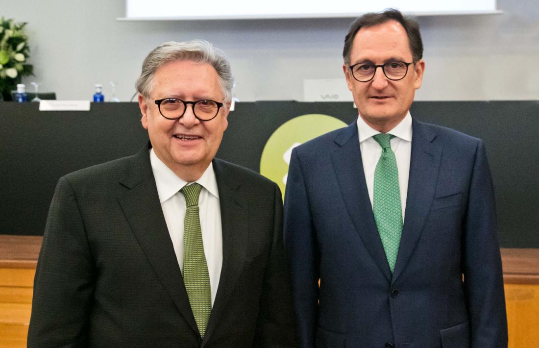 El fins ara conseller delegat de Crèdit Andorrà, Josep Peralba, i el director general de Crèdit Andorrà, Xavier Cornella.
