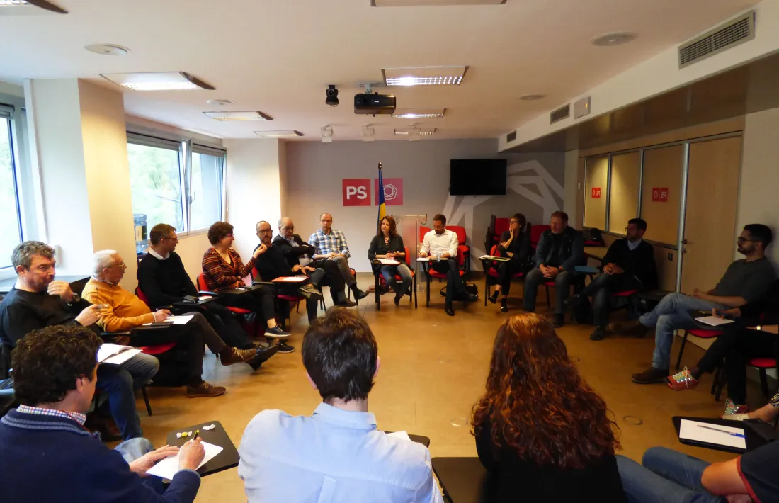 Un moment de la reunió del comitè directiu del PS d’aquest dissabte.