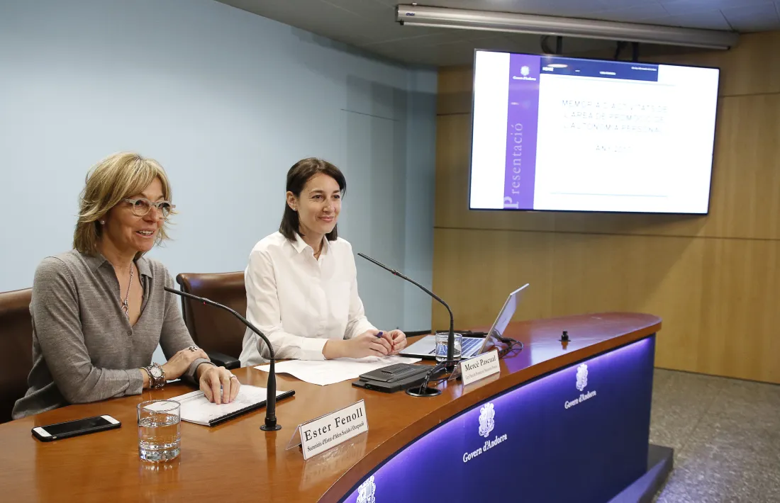 Ester Fenoll amb la coordinadora d’Afers Socials, Mercè Pascual, van fer balanç ahir de l’activitat realitzada el 2017.