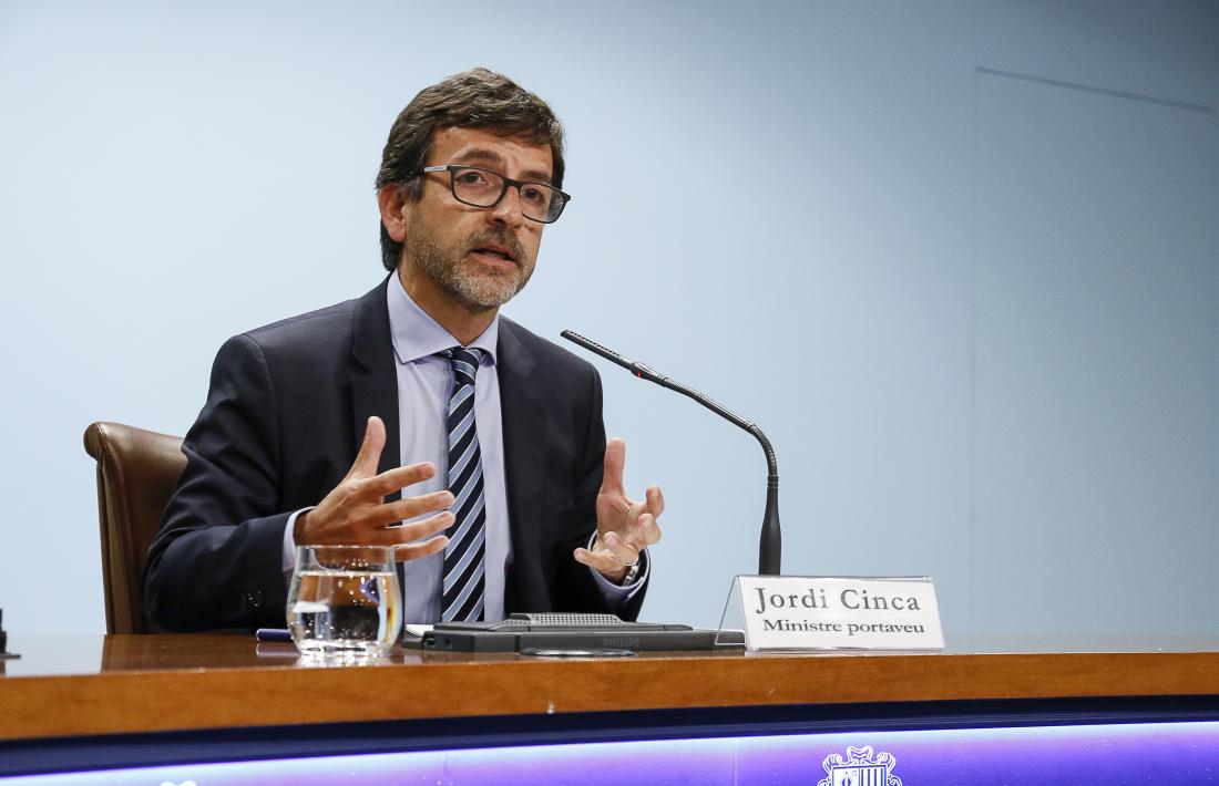El ministre de Finances i portaveu de l’executiu, Jordi Cinca, en la compareixença d’ahir.