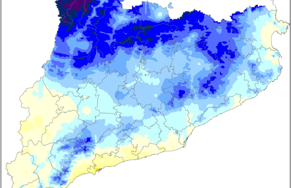 El mapa de pluges elaborat pel servei de Meteorologia de Catalunya.