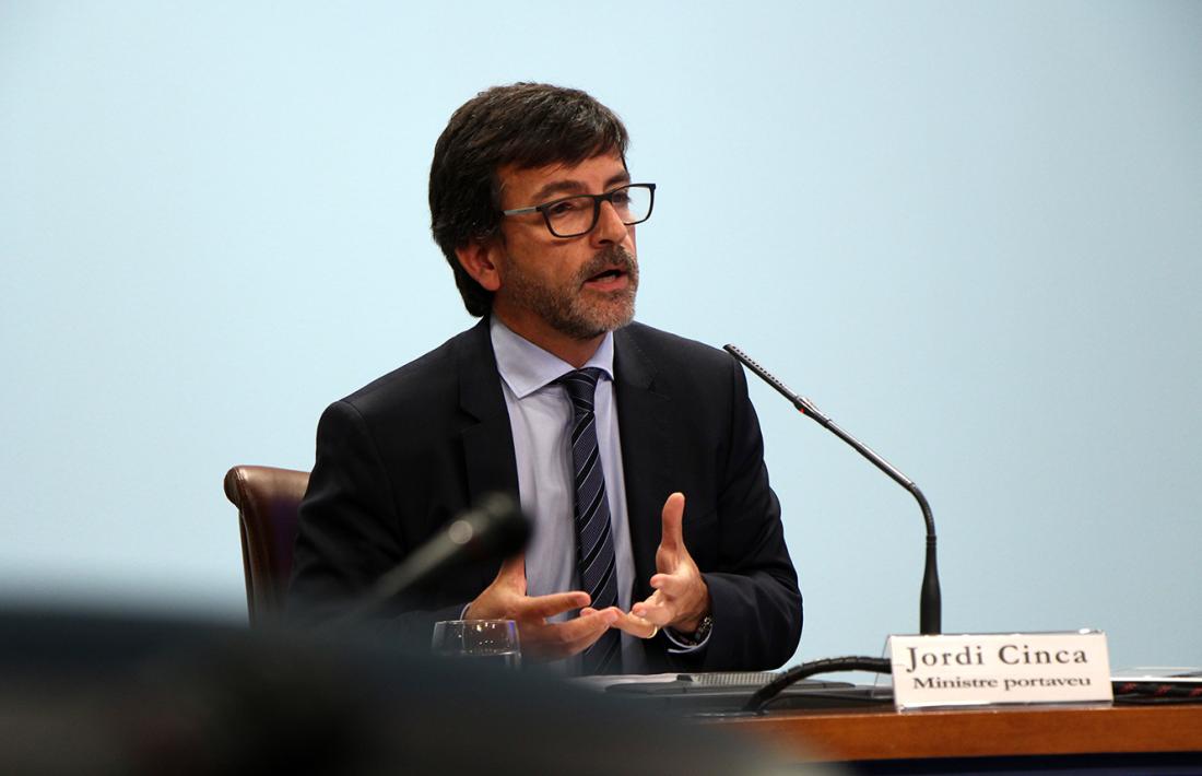 El ministre portaveu, Jordi Cinca, durant la roda de premsa d'aquest dimecres posterior al consell de ministres