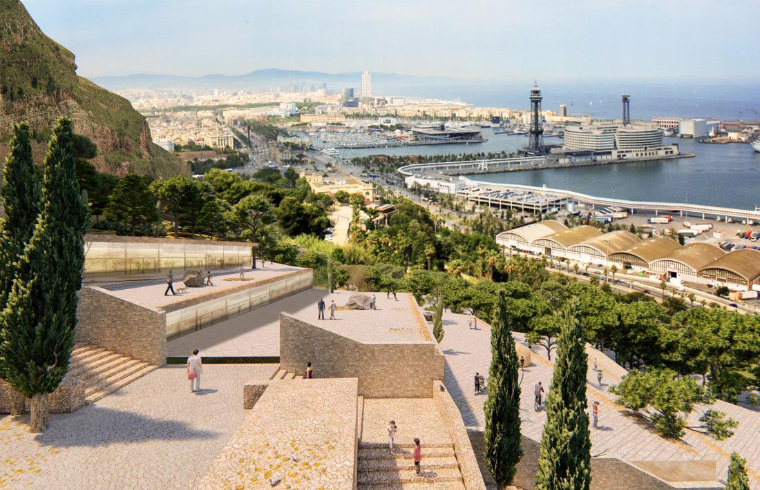 El projecte ‘Montjuïc Geological Museum’ construeix la tanca del cementiri i possibilita els recorreguts pel parc de Montjuïc.
