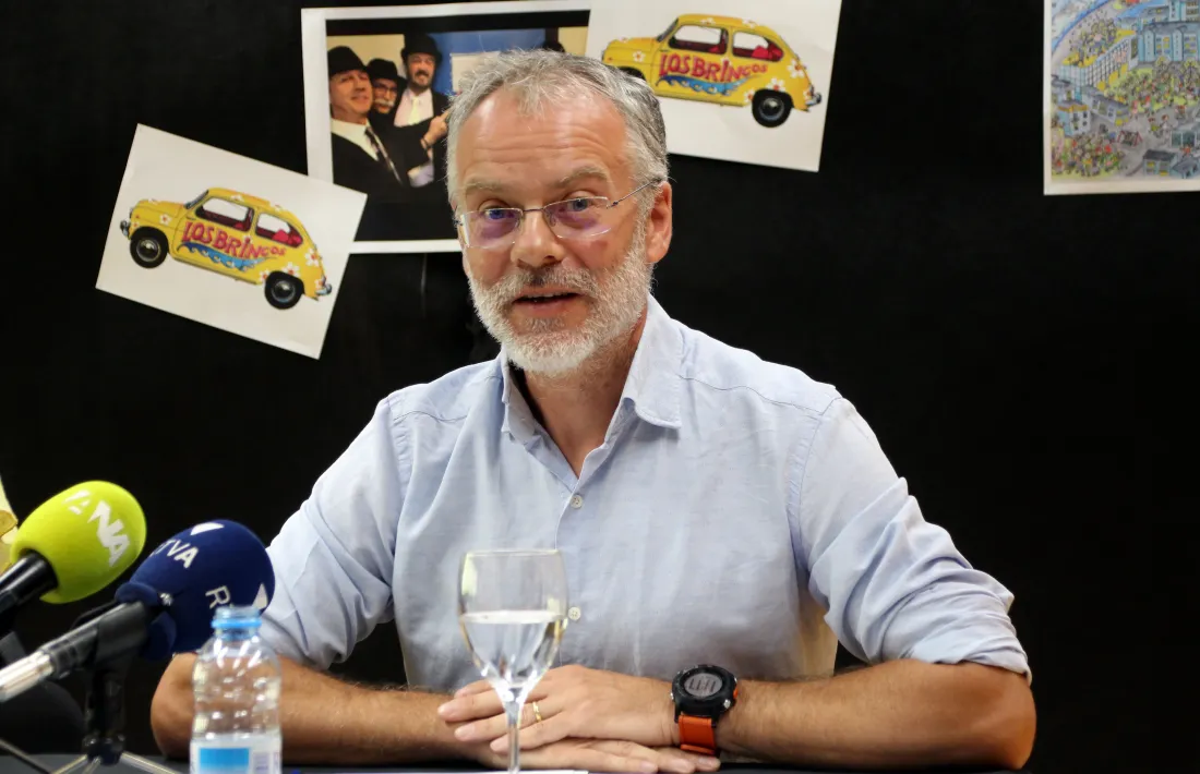 El conseller de Cultura del comú de Sant Julià, Josep Roig, durant la roda de premsa d'aquest dijous a migdia per presentar els canvis a la festa major.