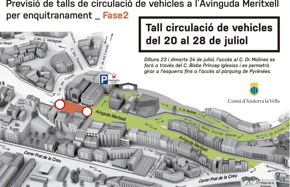 El mapa del centre d'Andorra la Vella.