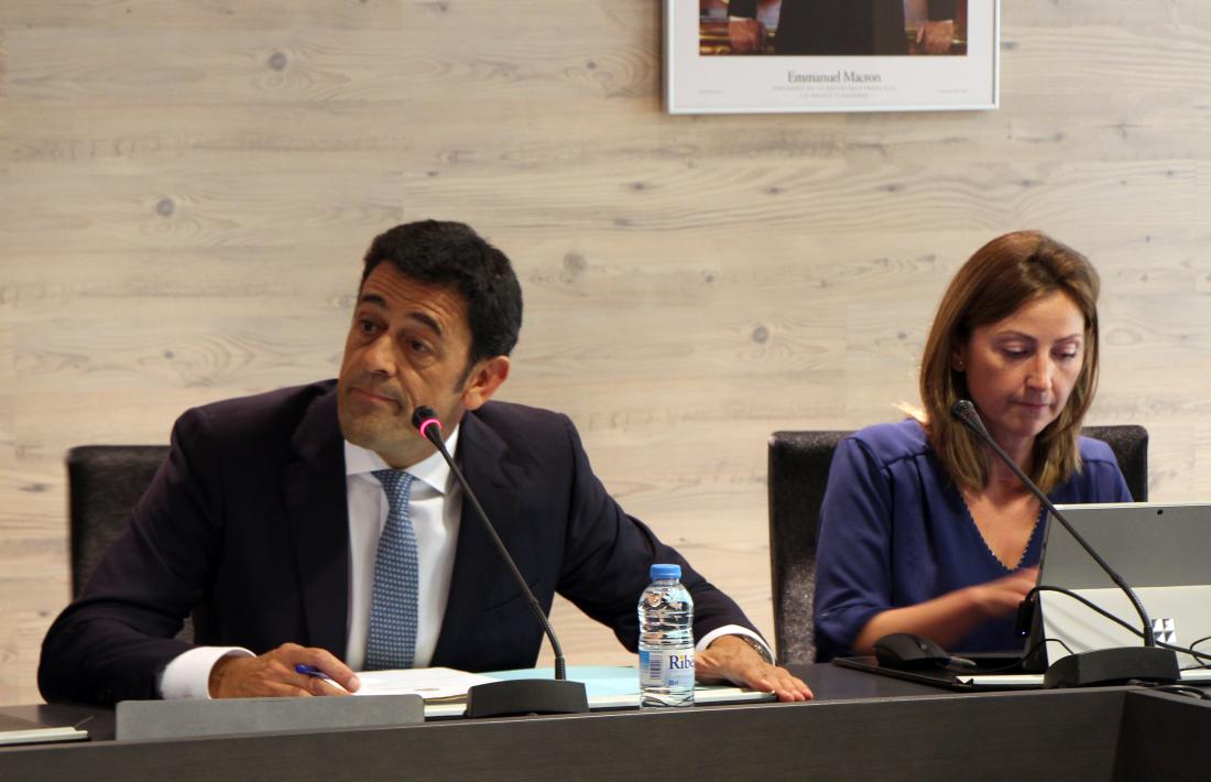 El cònsol major d'Ordino, Josep Àngel Mortés, durant el consell de comú d'aquest dilluns al migdia.