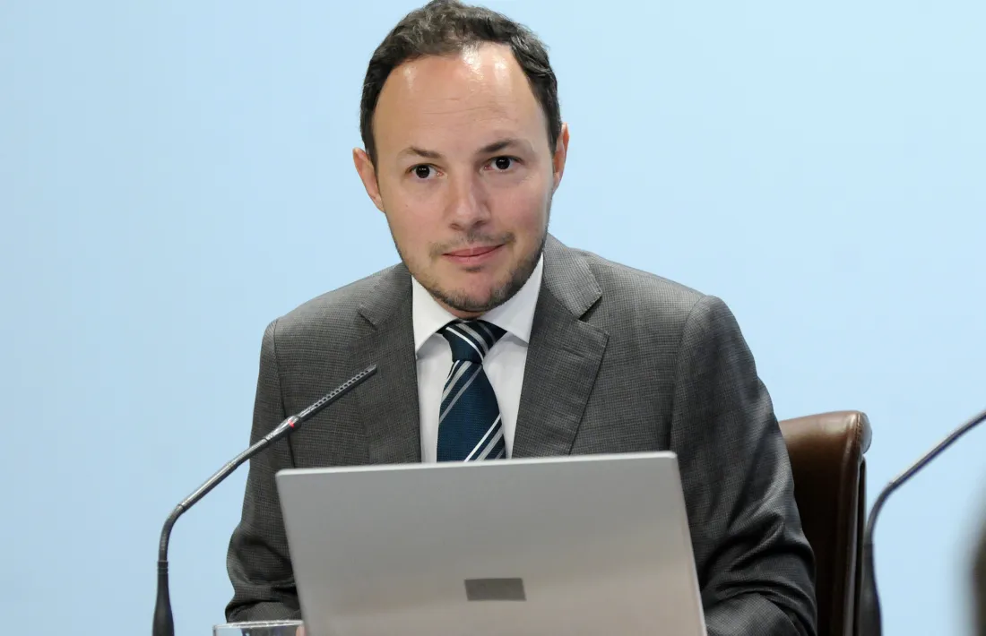 El ministre d’Afers Socials, Justícia i Interior, Xavier Espot, en la presentació del reglament que va entrar en vigor dijous passat.