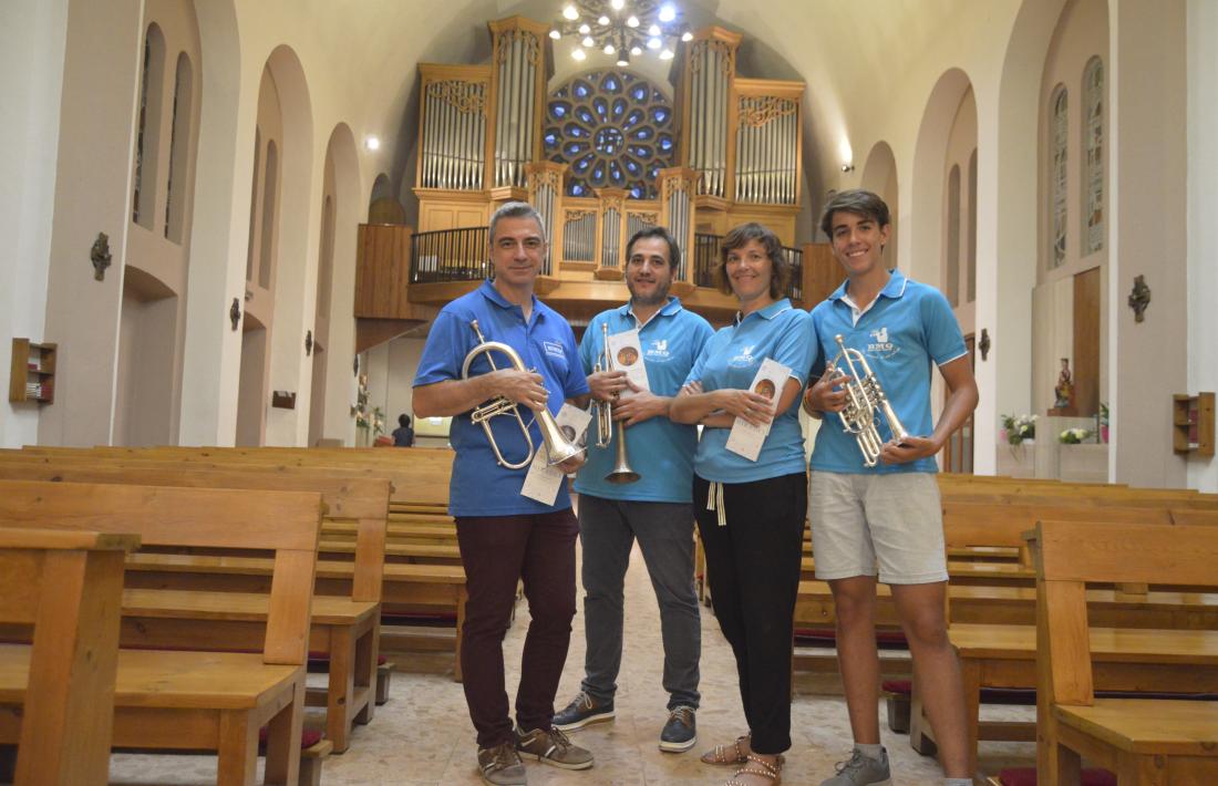 Els components de Brillant Magnus Quintet ahir a l’església de Sant Esteve, després de l’assaig del concert.