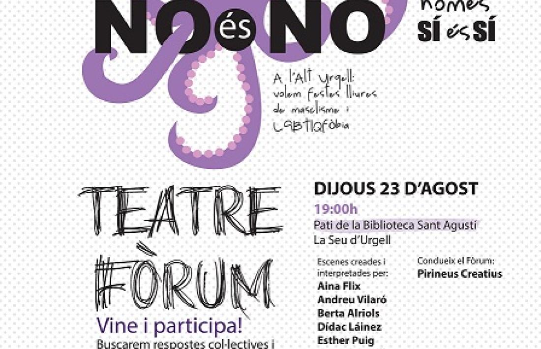 El cartell que anuncia el teatre fòrum.