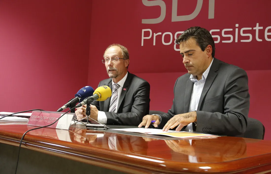 Víctor Naudi i David Pérez en la compareixença d’ahir.