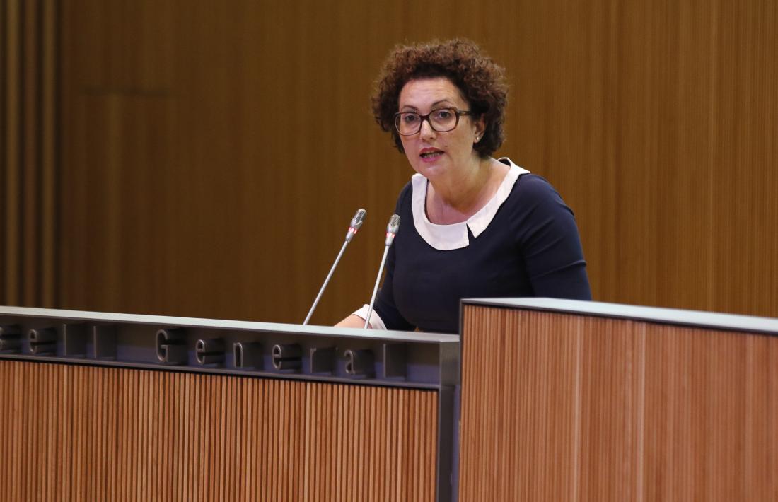 La consellera general liberal, Judith Pallarés, en un moment de la seva intervenció.
