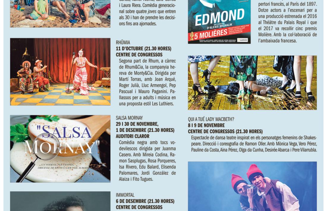 Programa de la 53a Temporada conjunta de Sant Julià i la capital, que arrenca el 27 de setembre al Claror amb 'Les cigonyes venen de Tailàndia'.