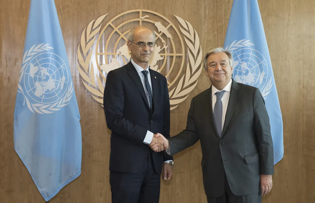Martí i Guterres, divendres a la seu de l'ONU a Nova York.