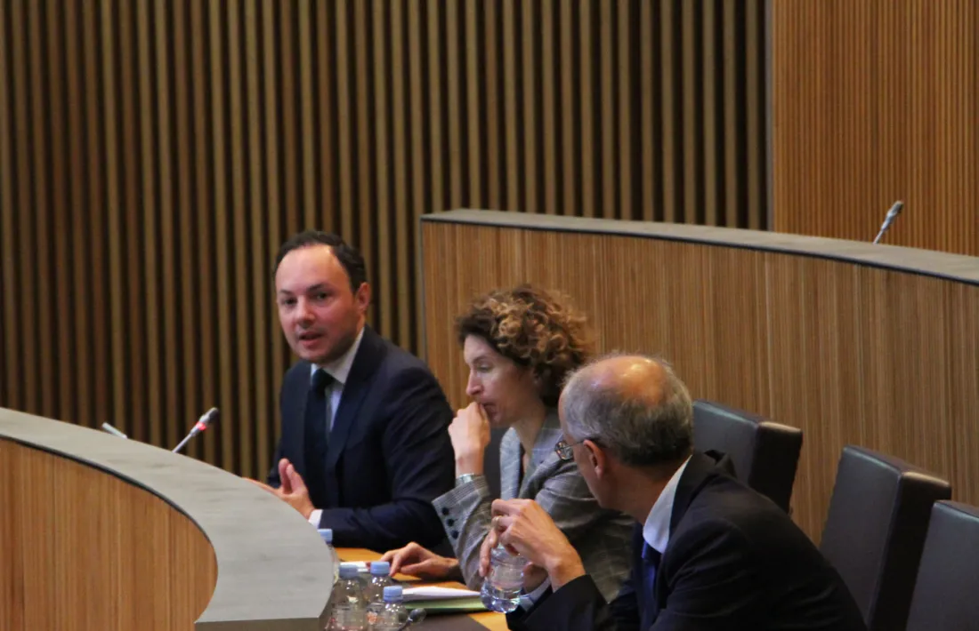 El ministre d’Afers Socials, Justícia i Interior, Xavier Espot, en una de les seves intervencions ahir al Consell General.