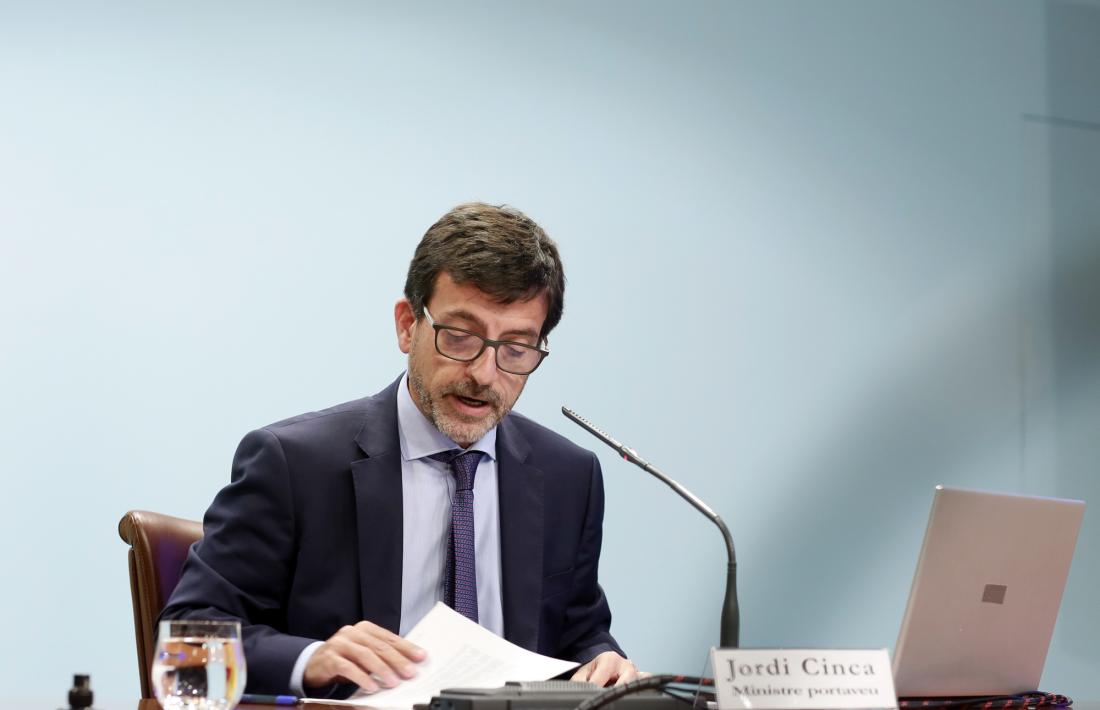 El ministre portaveu, Jordi Cinca, durant la roda de premsa posterior al consell de ministres, ahir.