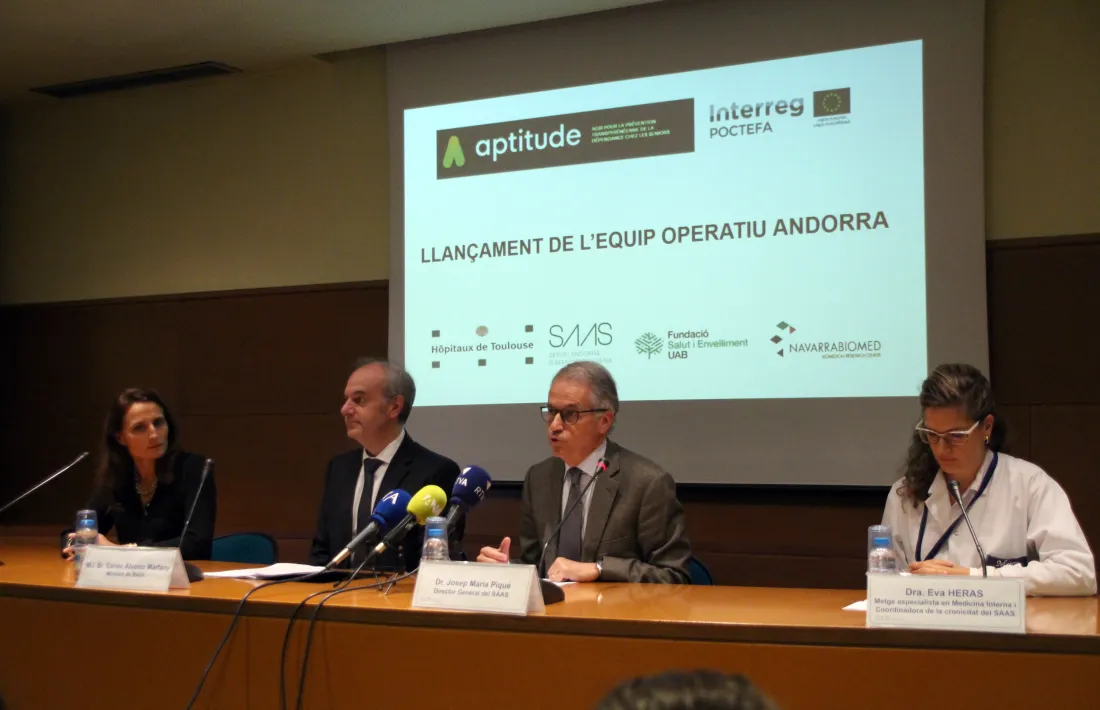 ANA/ La geriatra del CHU Tolouse, María Soto, el ministre de Salut, Carles Álvarez, el director general del SAAS, Josep Maria Piqué, i la coordinadora de cronicitat del SAAS, Eva Heras