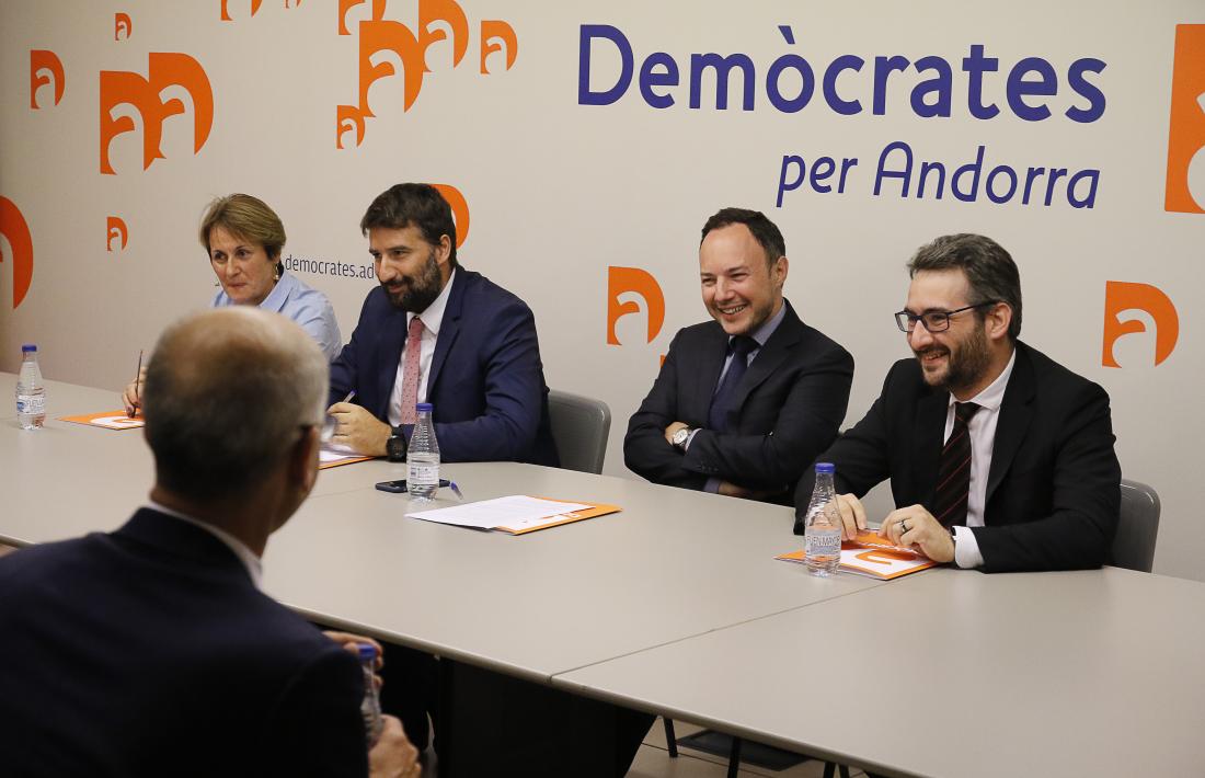 Un moment de l’executiva extraordinària de Demòcrates per Andorra en la qual Xavier Espot va oficialitzar el ‘sí’ a liderar el projecte.