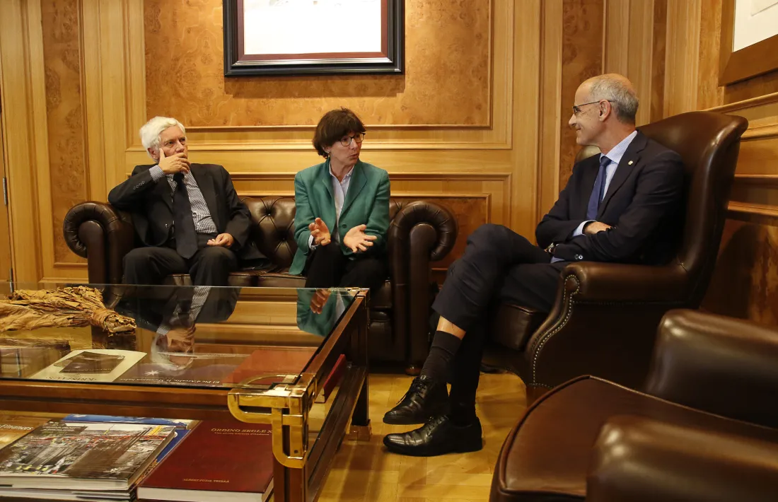 Jean-Marc Laforet i Chantal Mauchet en la reunió que van manterir ahir amb Antoni Martí.