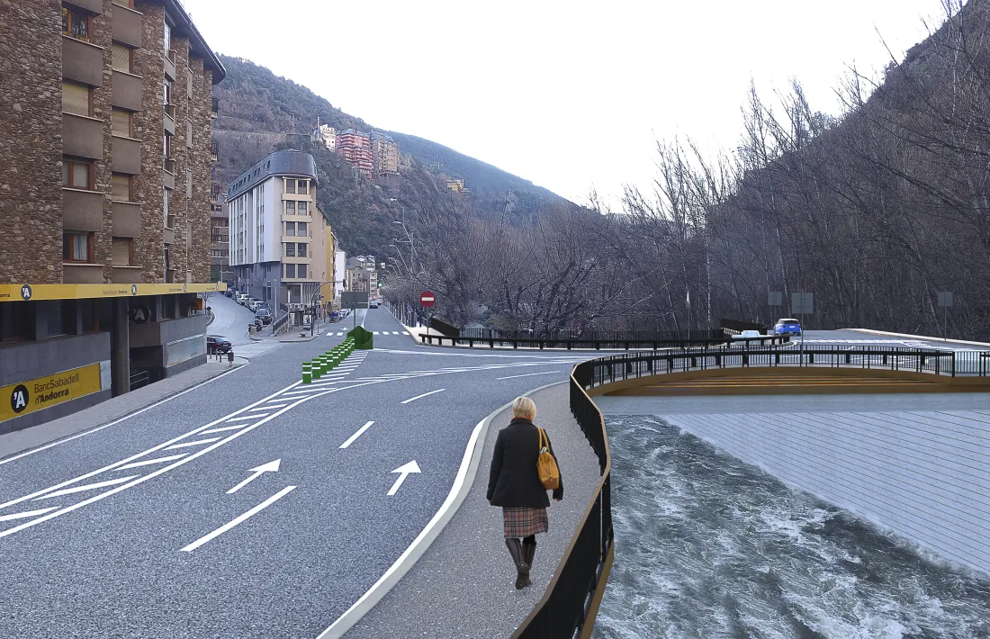 Projecció de les obres de desviació de Sant Julià de Lòria.