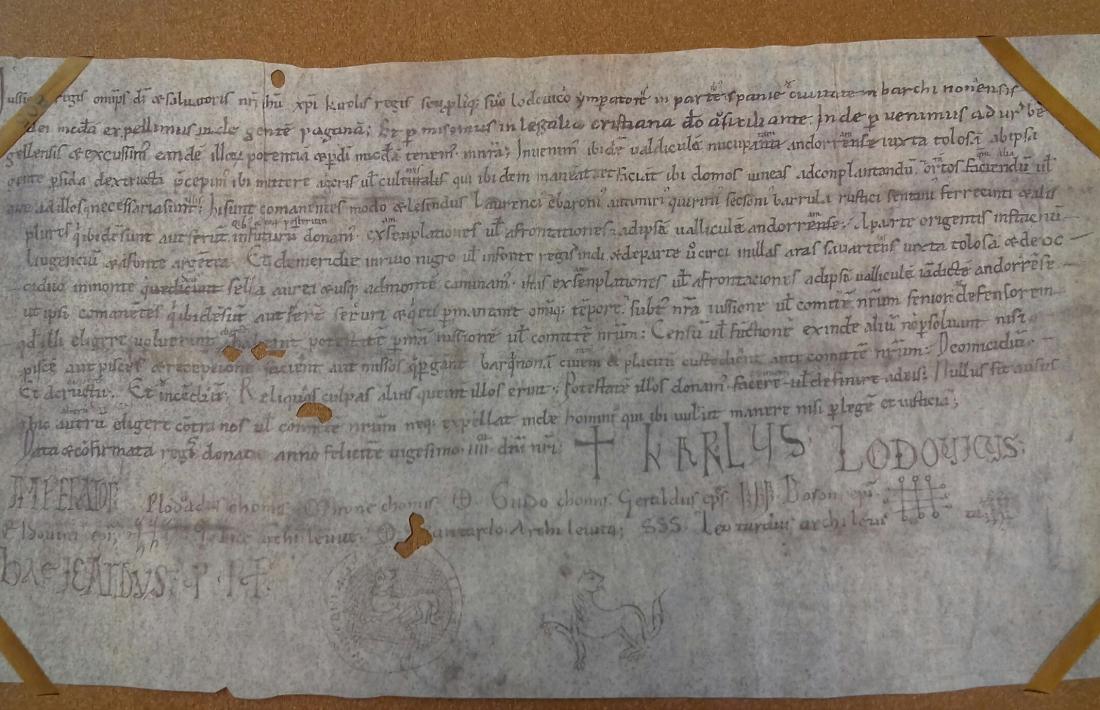La Carta Pobla, suposadament datada el 805 i firmada ni més ni menys que pels emperadors Carlemany i Carles el Calb: tot un 'fake' que Oliver Vergés i Carles Gascón han desmuntat.