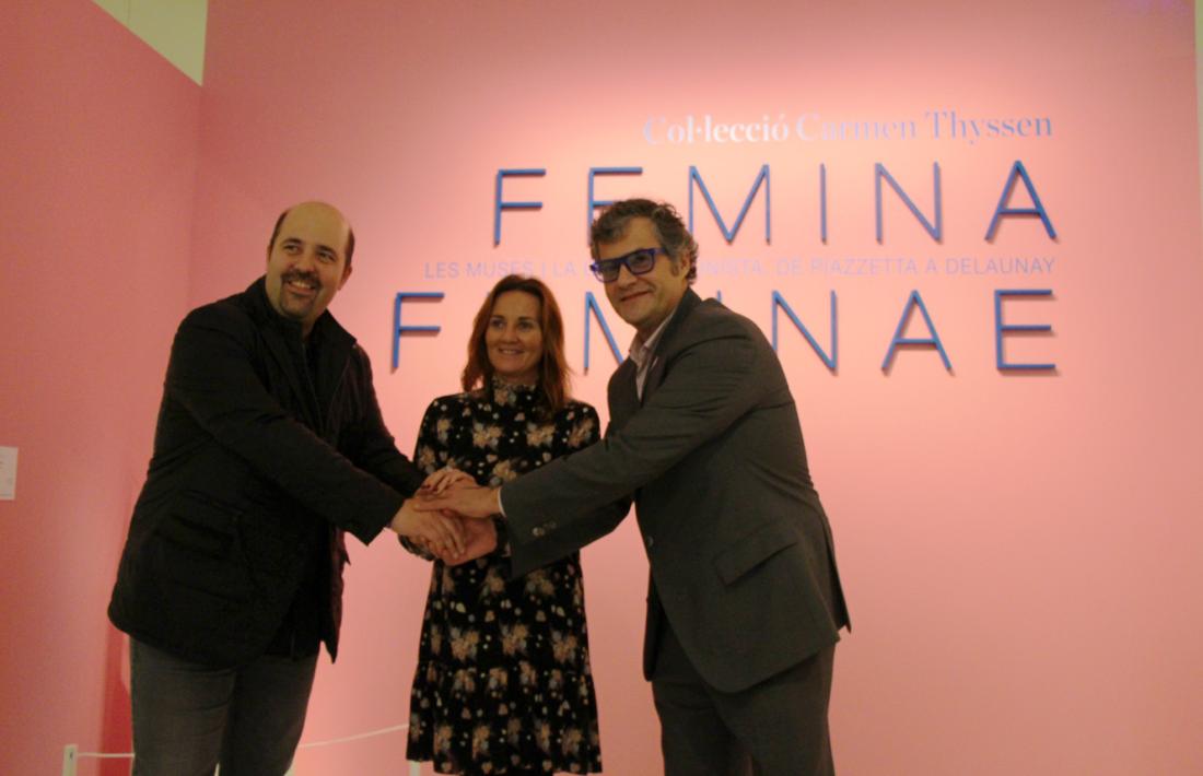 ANA/ El president del BC MoraBanc Andorra, Gorka Aixàs; la ministra de Cultura, Joventut i Esports i presidenta de la fundació Museand, Olga Gelabert, i el director artístic del Museu Carmen Thyssen Andorra, Guillermo Cervera,