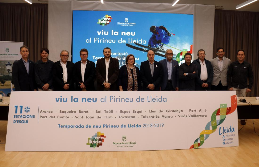 Els responsables de les estacions d’esquí del Pirineu lleidatà en la presentació.