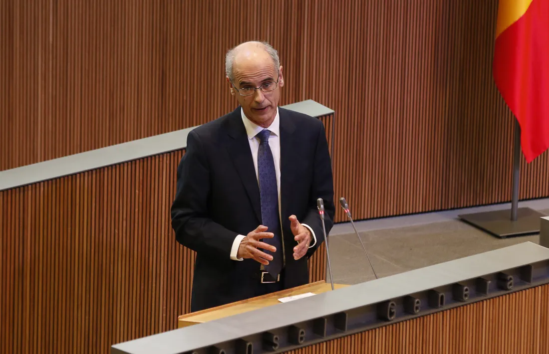 El cap de Govern, Antoni Martí, en un moment de la seva intervenció.