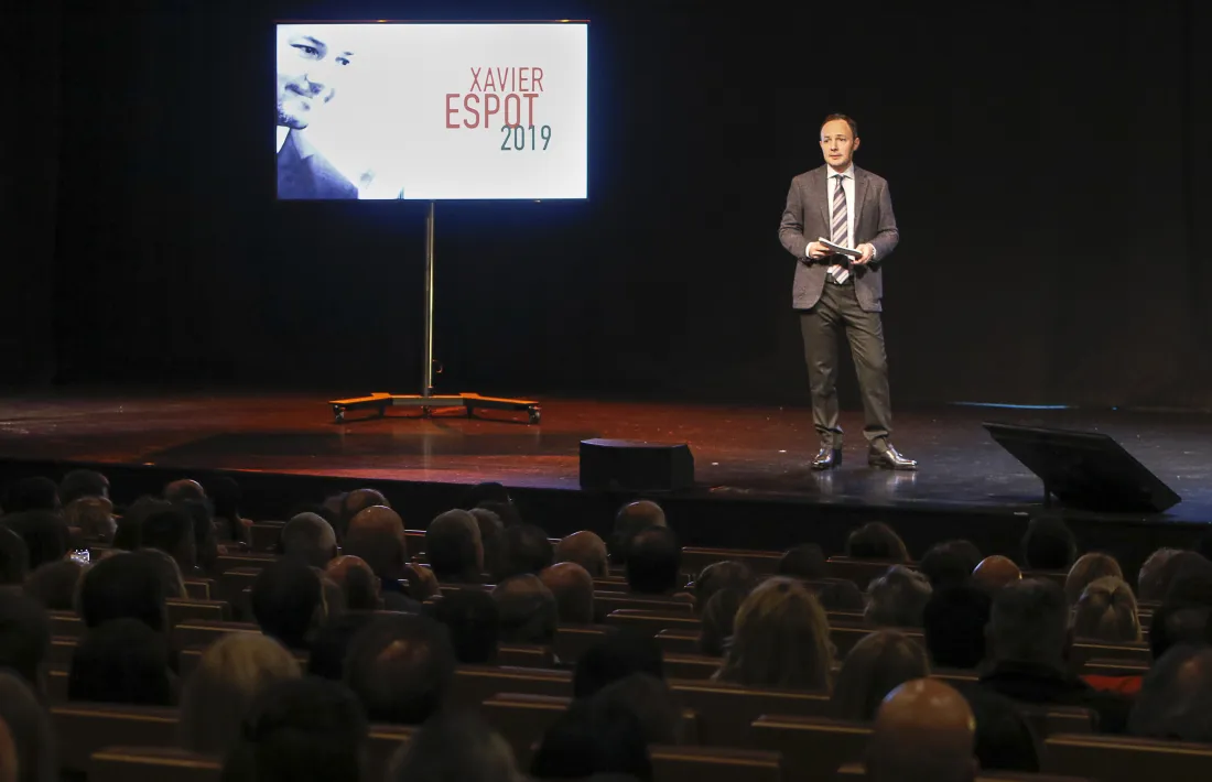 El ministre i candidat de DA a cap de Govern, Xavier Espot, durant la seva intervenció.