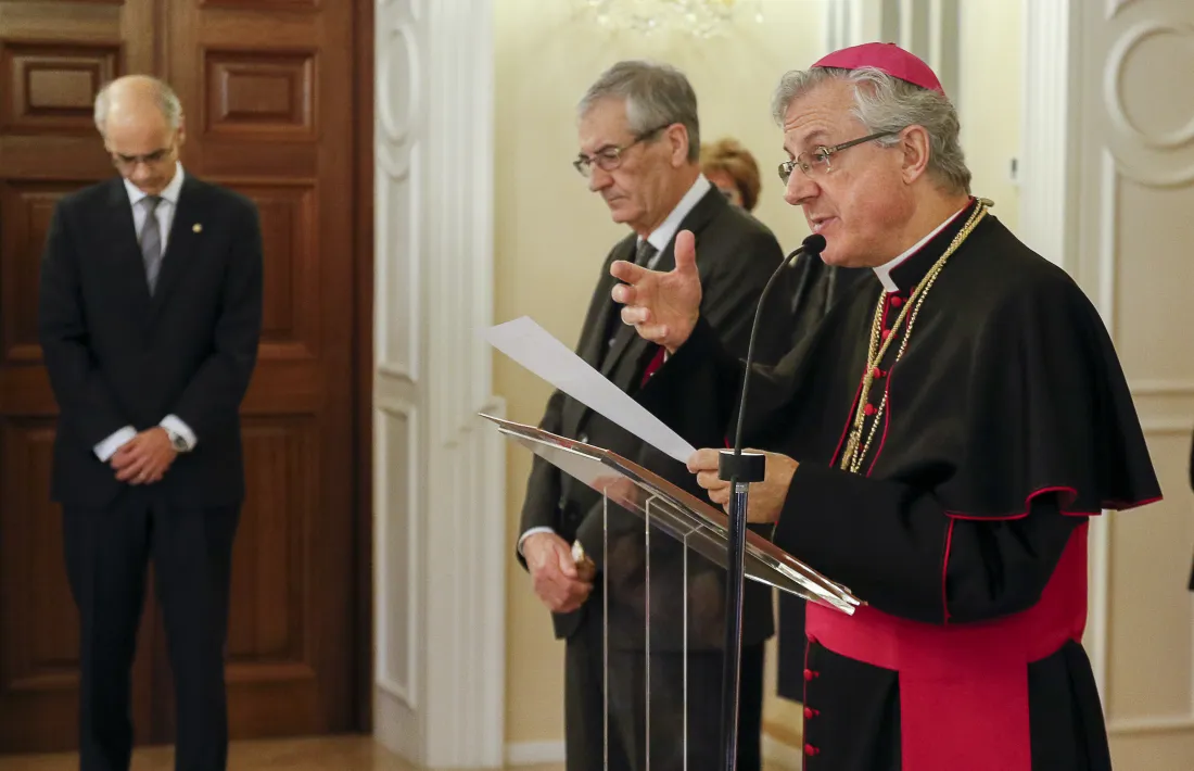 El copríncep episcopal, Joan-Enric Vives, pronunciant el seu discurs.