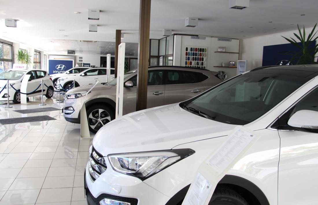 Vehicles exposats en un concessionari.