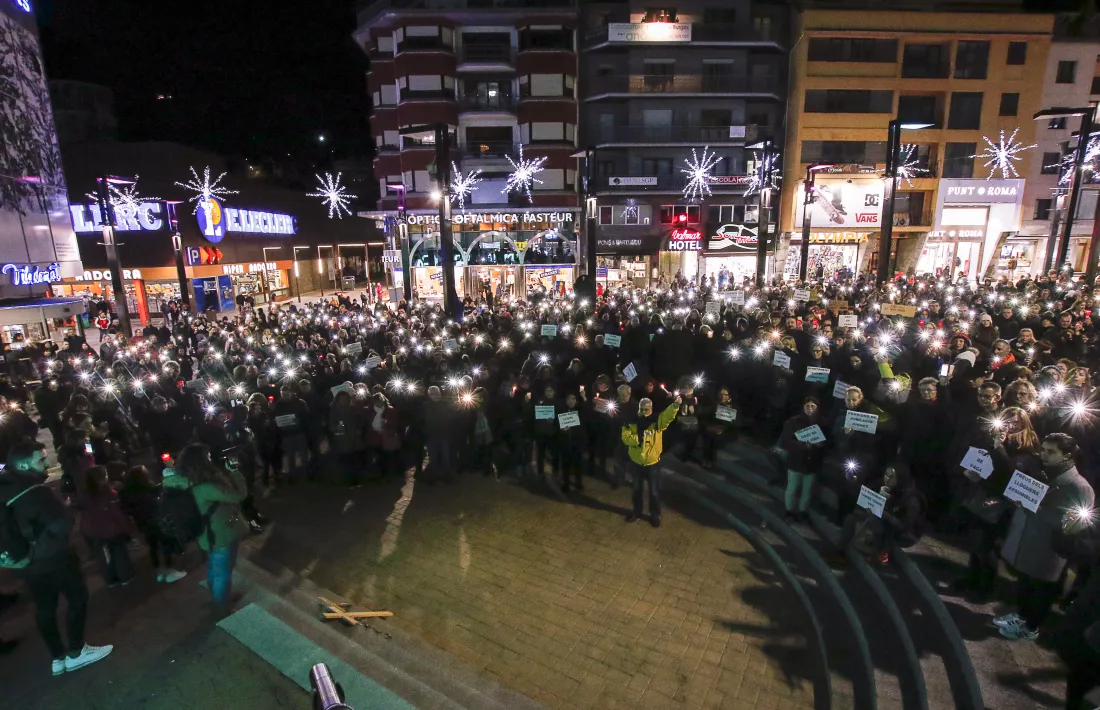 Un moment de la protesta de dimecres pels drets socials i laborals.