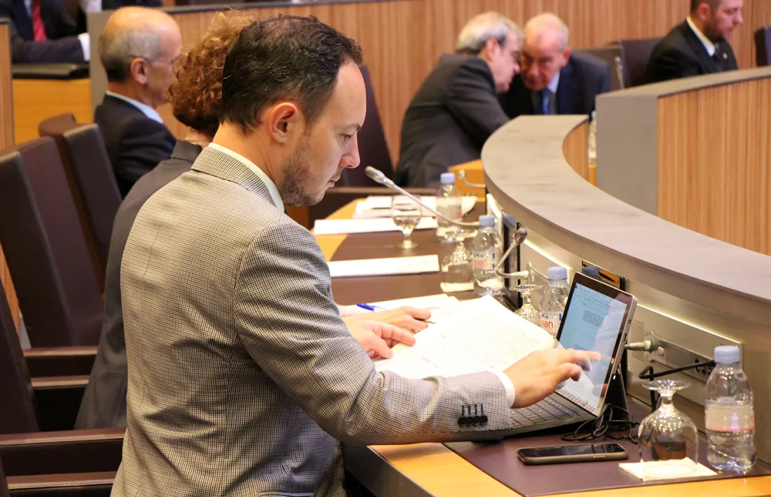 El ministre Xavier Espot en una sessió del Consell General.