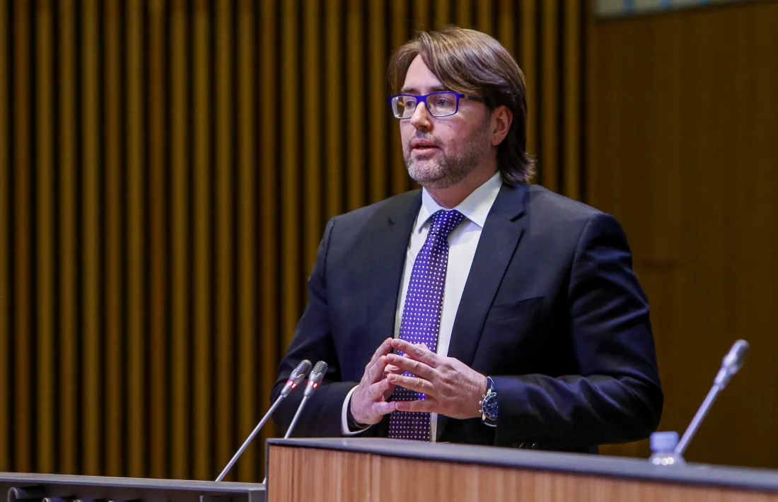 El conseller general d’Unió Laurediana-Independents de la Massana Carles Naudi, en una sessió del Consell General.