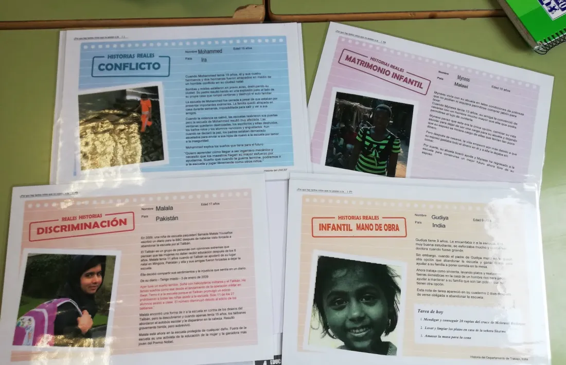 Recursos didàctics que es treballen als tallers de l’Unicef sobre els ODS.