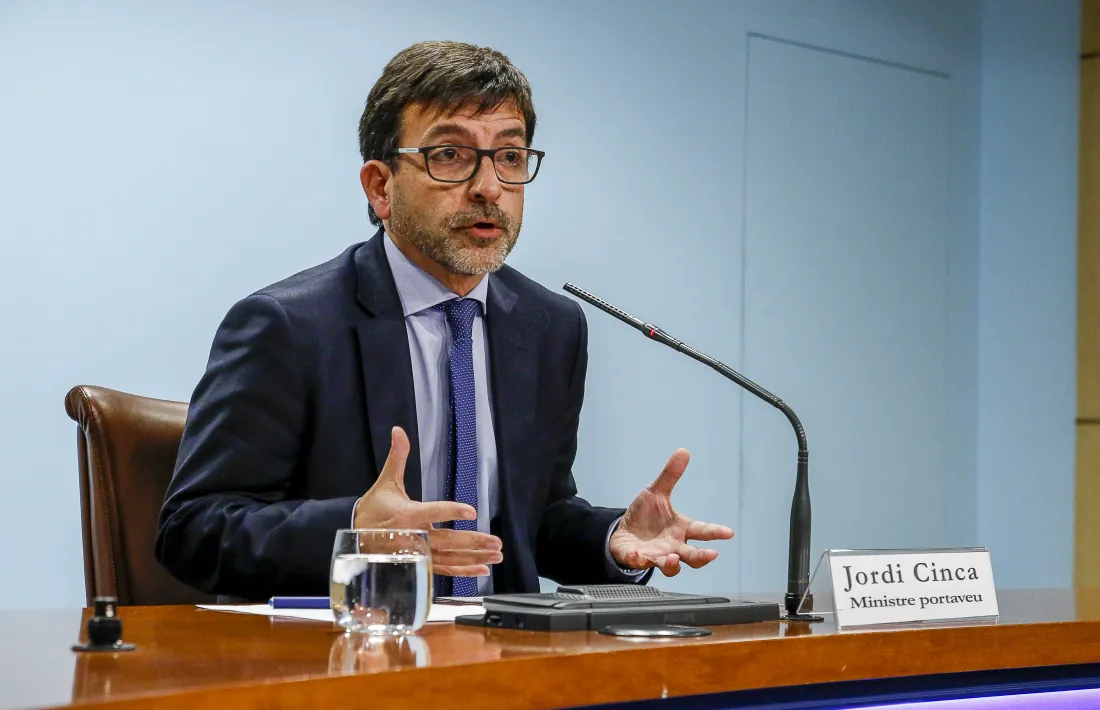 El ministre de Finances i portaveu de l’executiu en funcions, Jordi Cinca, durant la compareixença d’ahir.