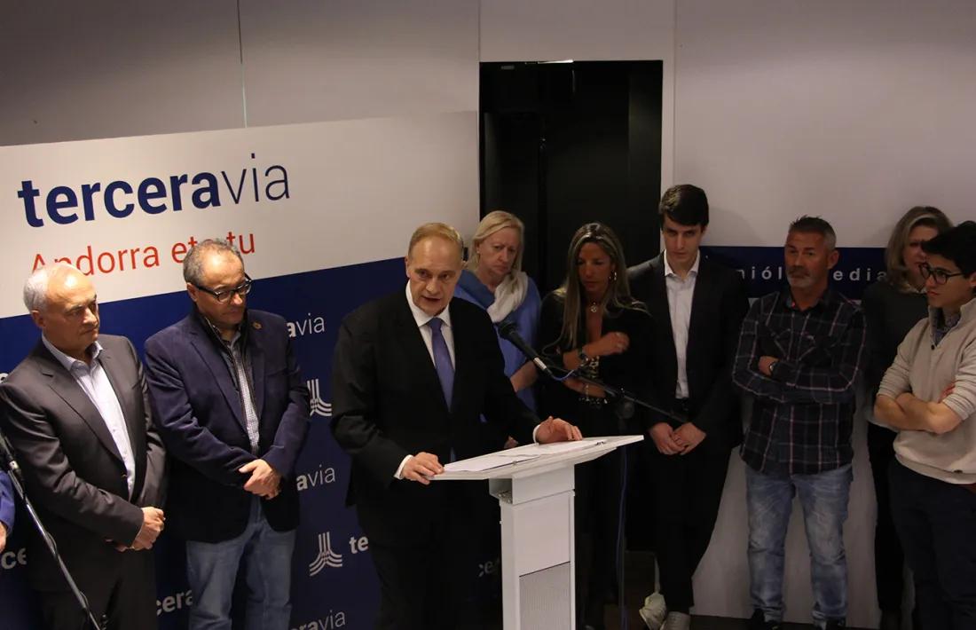 El candidat a cap de Govern de la terceravia, Josep Pintat, durant l'acte de presentació de les llistes.