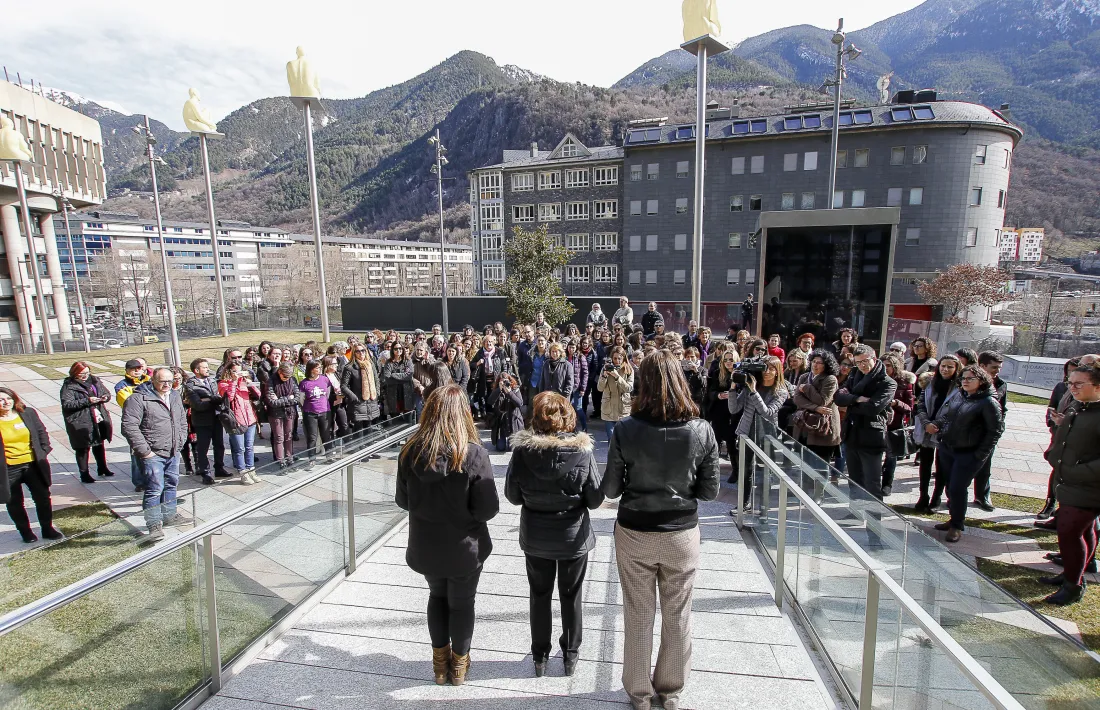 Un moment de l’acte organitzat per Acció Feminista d’Andorra amb motiu del Dia de la dona treballadora, l’any passat.