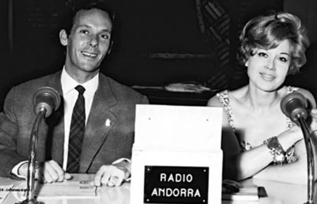 Danjon, al micròfòn de Radio Andorra, als anys daurats de l'estació: el seu nom artístic era llavors Michel Avril.