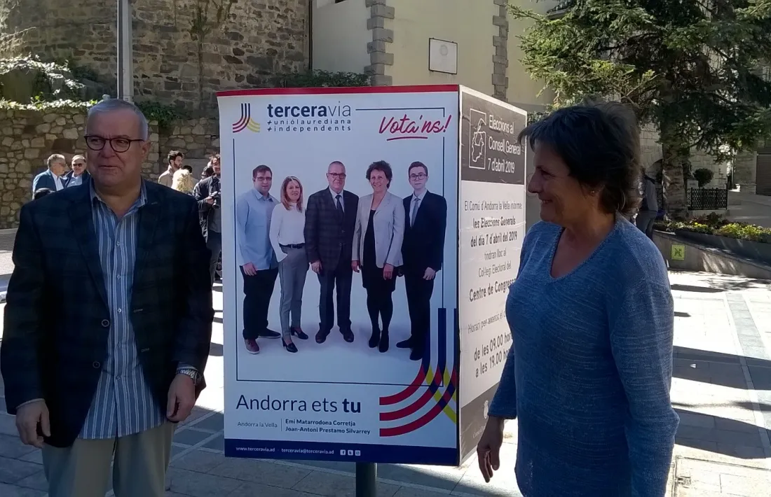 El tàndem electoral de Terceravia a Andorra la Vella, Emi Matarrodona i Joan Antoni Préstamo.