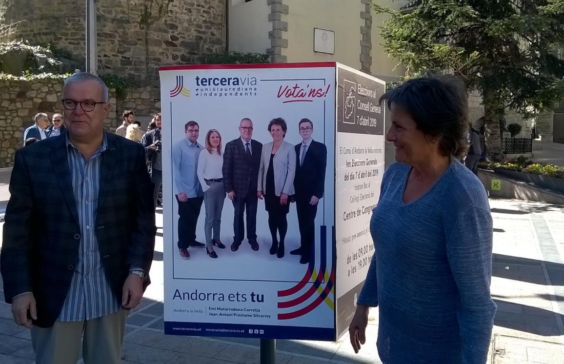 El tàndem electoral de Terceravia a Andorra la Vella, Emi Matarrodona i Joan Antoni Préstamo.