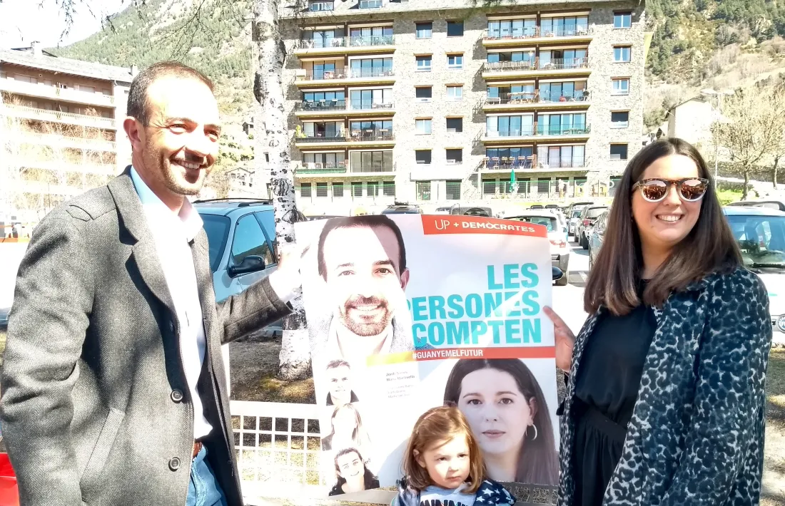 Jordi Torres i Maria Martisella, candidats de Demòcrates per Andorra, ahir. 