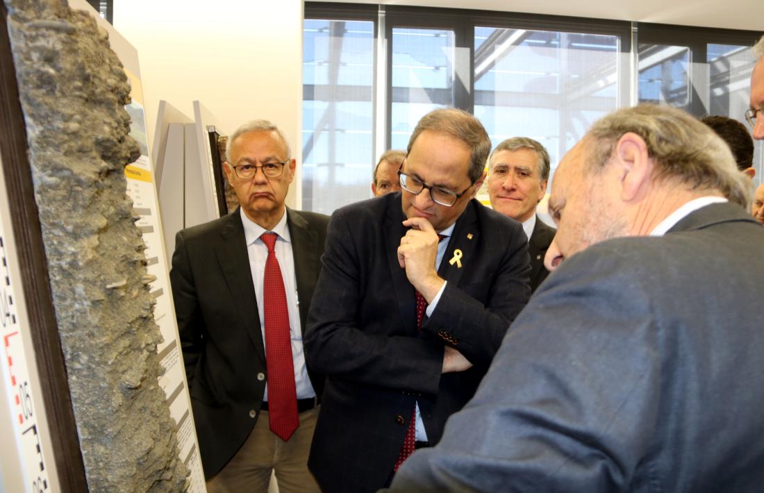El president de la Generalitat, Quim Torra, a l’Institut Geològic i Cartogràfic de Tremp.