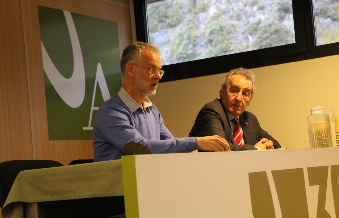 Josep Roig i Jaume Bartumeu ahir a l’UdA.