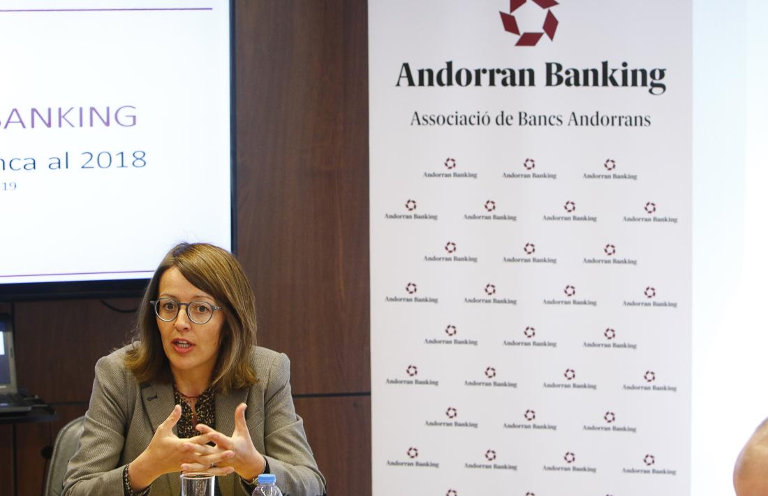 La directora general d’Andorran Banking, Esther Puigcercós, va presentar ahir els resultats de l’exercici 2018 del sector.