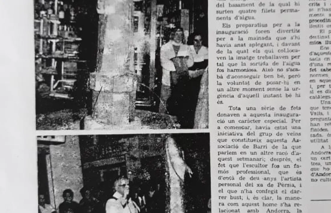 Crònica del setmanari 'El Poble Andorrà' amb la inauguració de la font, el 17 de novembre del 1977.