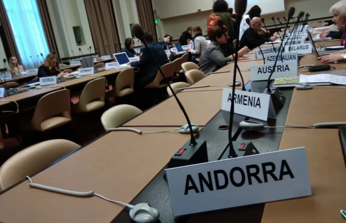 Sala de reunions de la catorzena trobada de l’Unece a Ginebra.