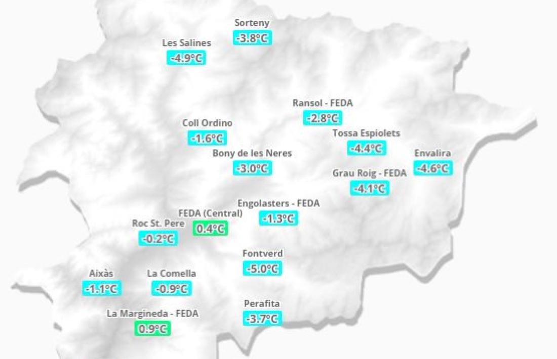 Mapa de temperatures d’ahir al matí.